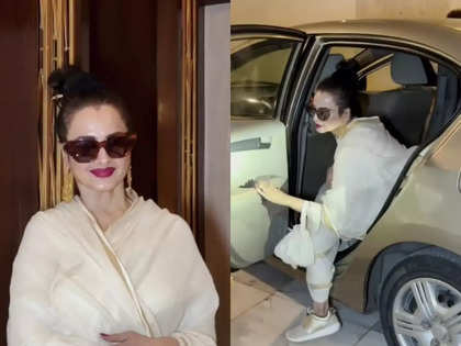 Rekha's look in golden Saree wins hearts, see pictures here | NewsTrack  English 1