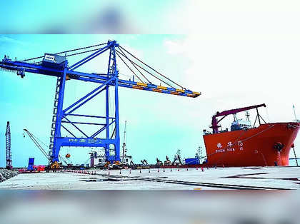 Second Chinese vessel carrying ship-to-shore crane for Vizhinjam port docks at facility