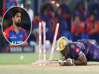 KKR's explosive Andre Russel applauds DC's Ishant Sharma's delivery that left him lying on the ground: Watch the toe-crushing yorker