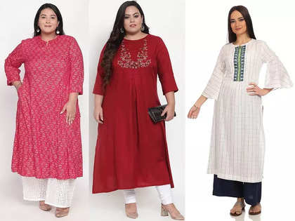 Red Plus size kurti for Women – www.soosi.co.in