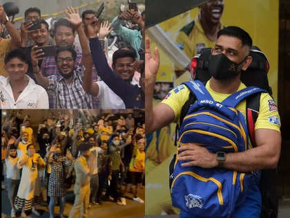 dhoni: MS Dhoni, CSK get an electrifying welcome in Surat as team arrives  for IPL 2022 - The Economic Times