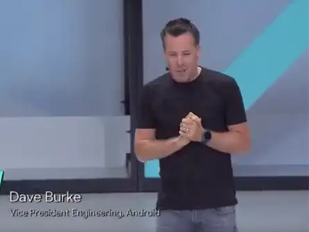 Dave Burke, VP Engineering, Android takes the stage to talk about Android