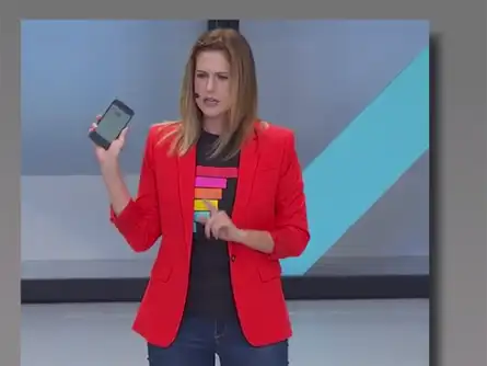 Barbara Macdonald is out on stage to talk about YouTube Live