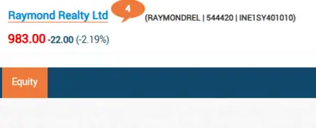 Raymond Realty Share Price Live Updates: Shares make a u-turn, drop 2% post uptrend 