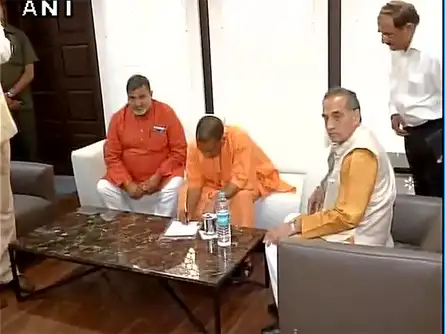 Yogi Adityanath takes charge as Chief Minister of Uttar Pradesh.