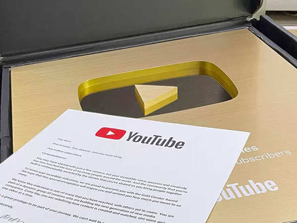 Golden Play Button: Unboxing the  Golden Play Button award -  The Economic Times Video
