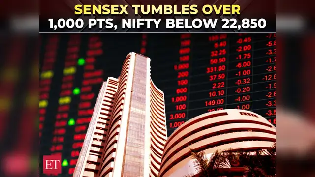 Image for Sensex crashes over 1,000 points, Nifty50 below 22,850; erases nearly ₹6 lakh cr in an hour