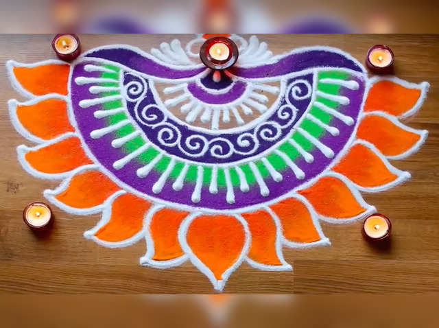Image of Marigold Flower Rangoli Design for Diwali, Deepavali or Dipavali  Festival-AM035317-Picxy