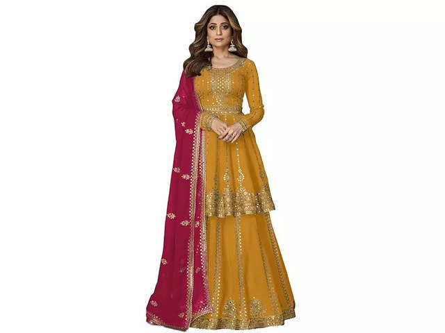 Buy Ecru Haldi Embroidered Dress Online - RI.Ritu Kumar India Store View