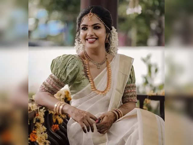 Modern Kerala Kasavu Saree For Wedding • Anaya Designer Studio | Sarees,  Gowns And Lehenga Choli