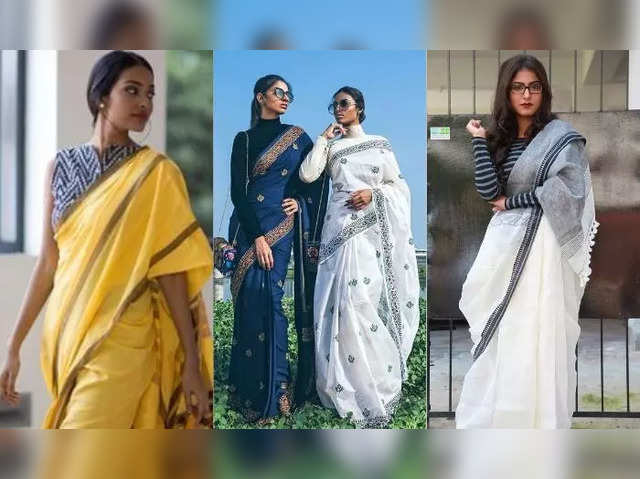 Buy Grey Saree: Kadala Jamdani Woven Collared Chandra With Shirt Blouse For  Women by Chhaya Mehrotra Online at Aza Fashions.