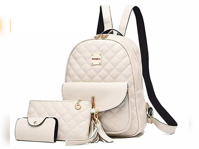 Stylish backpack for girl/3-PcS Fashion Cute Stylish Leather Backpack &  Sling Bag Set for