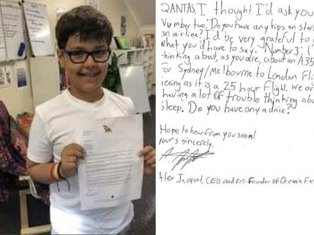 Qantas Ceo 10 Yr Old Boy Writes To Qantas Ceo About Setting Up