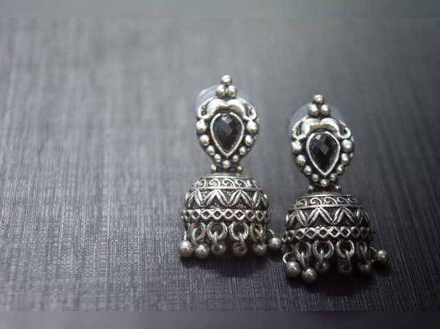 Beautiful Black Oxidised Big Jhumkas - South India Jewels