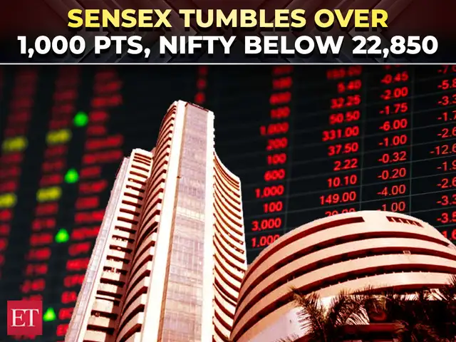 Sensex crashes over 1,000 points, Nifty50 below 22,850; erases nearly ₹6 lakh cr in an hour