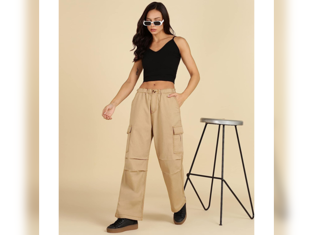 Linsennia Women Cargo Pants Y2K Baggy Streetwear Cotton Loose India | Ubuy