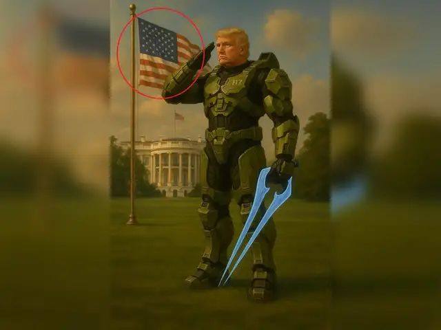 Trump's US has 40 states? White House posts AI-generated Halo-suited Trump  meme with American flag and gets schooled - The Economic Times